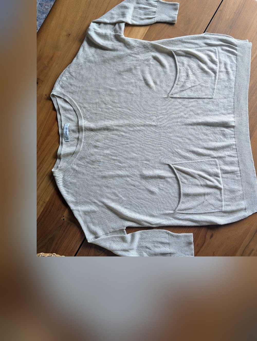 Zara Knit Cream Crewneck Sweater